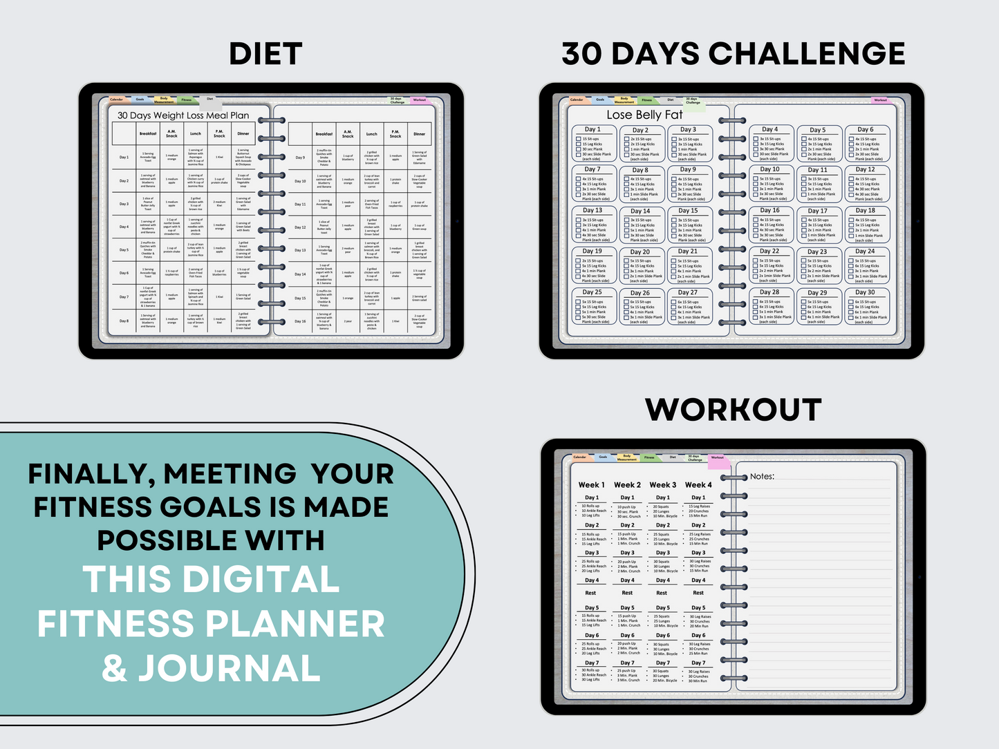 Mega 2024 and 2025 Digital Fitness Planner & Journal Bundle